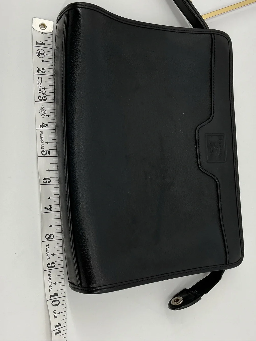 Burberrys Vintage Black Leather Nova Check Wristlet Clutch Pouch